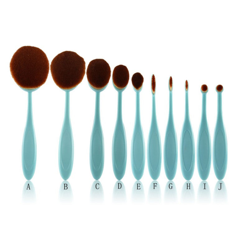 Pink Green 10pcss Tooth Brush Shape Oval Makeup Brush Set MULTIPURPOSE Foundation Powder Brush Kit LL4 J4U66