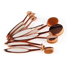 Rose Gold 10pcs Tooth Brush Shape Oval Makeup Brush Set MULTIPURPOSE Professional Foundation Powder Brush Kit Makeup Tools J4U66