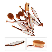 Rose Gold 10pcs Tooth Brush Shape Oval Makeup Brush Set MULTIPURPOSE Professional Foundation Powder Brush Kit Makeup Tools J4U66