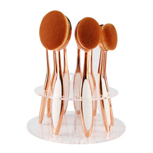 Rose Gold 10pcs Tooth Brush Shape Oval Makeup Brush Set MULTIPURPOSE Professional Foundation Powder Brush Kit Makeup Tools J4U66