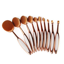 Rose Gold 10pcs Tooth Brush Shape Oval Makeup Brush Set MULTIPURPOSE Professional Foundation Powder Brush Kit Makeup Tools J4U66
