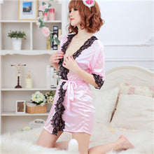 Sexy Women's Silk Robe Lingerie G-string Nightgown Sleepwear Dress Bathrobe S1 J4U66