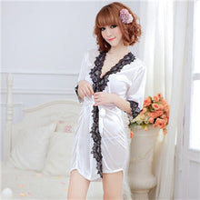 Sexy Women's Silk Robe Lingerie G-string Nightgown Sleepwear Dress Bathrobe S1 J4U66