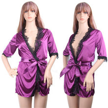 Sexy Women's Silk Robe Lingerie G-string Nightgown Sleepwear Dress Bathrobe S1 J4U66