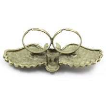 The Demon Skull Double Finger Ring Bronze Angel Wings Ring Bling jewelry J4U66