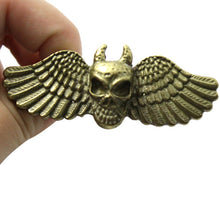The Demon Skull Double Finger Ring Bronze Angel Wings Ring Bling jewelry J4U66