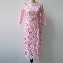 white black pink red party dress elegant floral lace crochet women dresses J4U66