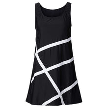 Women Dress White Black Plaid Casual Party Dresses Sleeveless Loose Beach Dress Plus Size S-3XL J4U66