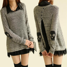 Women Sweater Fashion Casual Skull Print Work Office Pullover Loose Knitted Sweaters J4U66