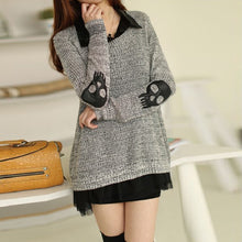 Women Sweater Fashion Casual Skull Print Work Office Pullover Loose Knitted Sweaters J4U66