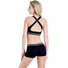 Women's Fitness Workout Seamless Padded Bra Set Bra + Shorts Suit J4U66