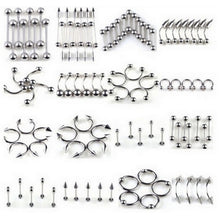 66Pcs Multi-type Stainless Steel Curved Eyebrow Nose Lip Earrings Nipple Piercings Punk Body Piercing  J4U66