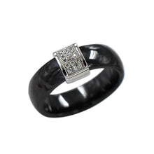 mm width nano ceramic ring5 sterling silver ring polished with cz diamond embedded white gold electroplated size  7  J4U66