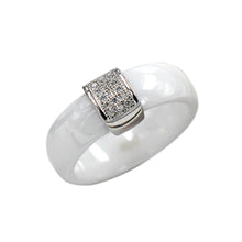 mm width nano ceramic ring5 sterling silver ring polished with cz diamond embedded white gold electroplated size  7  J4U66