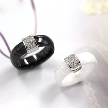 mm width nano ceramic ring5 sterling silver ring polished with cz diamond embedded white gold electroplated size  7  J4U66