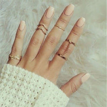6pc Stacking punk bague femme rings gold midi ring set finger knuckle Charm sheet glass for anelli ring For Women J4U66