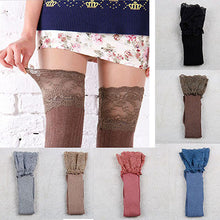 7 Colors Lace Stockings Women Knitting Lace Cotton Over Knee Thigh Stockings High Pantyhose Stay Up J4U66