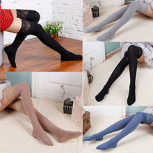 7 Colors Lace Stockings Women Knitting Lace Cotton Over Knee Thigh Stockings High Pantyhose Stay Up J4U66
