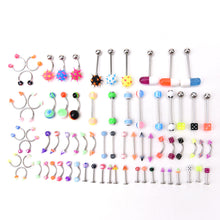 72Pcs Stainless Acrylic Ball Barbell Bar Eyebrow Nose Tounge Ring Body Piercing  J4U66