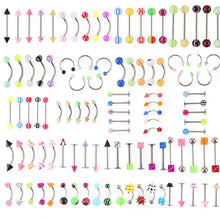 72Pcs Stainless Acrylic Ball Barbell Bar Eyebrow Nose Tounge Ring Body Piercing  J4U66