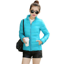 8 Colors Women Warm Ultra Light Cotton Blend Long Sleeve Zipper Jacket Outwear Coat J4U66
