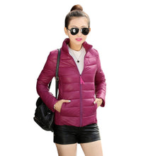 8 Colors Women Warm Ultra Light Cotton Blend Long Sleeve Zipper Jacket Outwear Coat J4U66