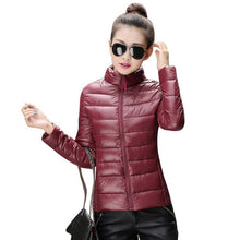 8 Colors Women Warm Ultra Light Cotton Blend Long Sleeve Zipper Jacket Outwear Coat J4U66