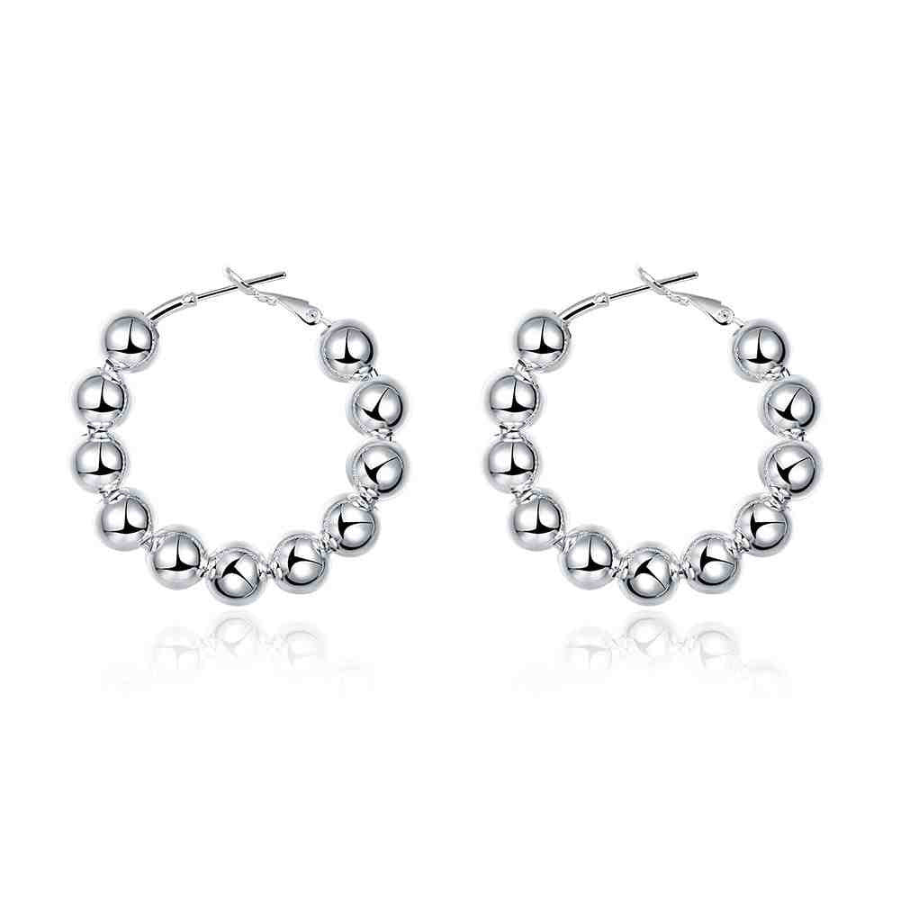 mm bead hoop earings silver plated jewelry earrings for women silver plated earrings smte1 J4U66