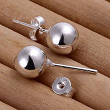 925 Sterling Silver Ball Stud Earring Jewelry 8 mm Bead Earrings For Women  J4U66