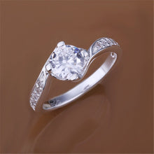 925 jewelry silver plated Ring Fine Silver Plated Zircon Women&Men Finger Ring  J4U66