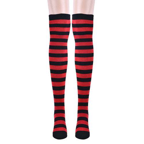 930 #1 Amazing Women Stocking Contrast Color 14 Stripped Thigh High Stockings J4U66