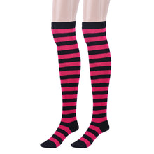 930 #1 Amazing Women Stocking Contrast Color 14 Stripped Thigh High Stockings J4U66