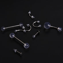 9Pcs Clear Belly Navel Tragus Tongue Lip Rings Bars Body Piercing Jewelry J4U66
