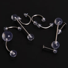9Pcs Clear Belly Navel Tragus Tongue Lip Rings Bars Body Piercing Jewelry J4U66