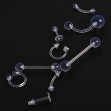 9pcs Clear Color Belly Navel Tongue Lip Rings Bars Studs Body Piercing Jewelry J4U66