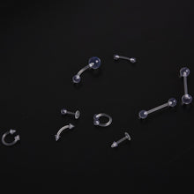 9pcs Clear Color Belly Navel Tongue Lip Rings Bars Studs Body Piercing Jewelry J4U66