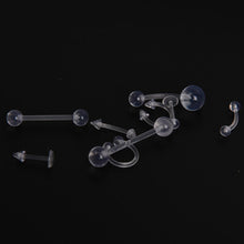 9pcs Clear Color Belly Navel Tongue Lip Rings Bars Studs Body Piercing Jewelry J4U66