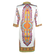 African Women Clothing White Dashiki Dress Succunct African Tranditional Print V Neck Dashiki Dress For Women J4U66