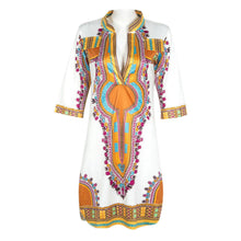 African Women Clothing White Dashiki Dress Succunct African Tranditional Print V Neck Dashiki Dress For Women J4U66