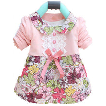 All Season Long Sleeve Doll Collar Baby Girls Dress 0-24Months Infant Floral Lace Bow Clothes Dresses J4U66