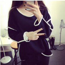 All-match Sweatshirt Geometry Loose And Long Sleeve Sweatshirt Women Hoody 3 Colors J4U66