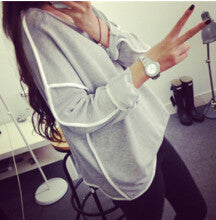 All-match Sweatshirt Geometry Loose And Long Sleeve Sweatshirt Women Hoody 3 Colors J4U66