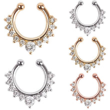 Alloy Rhinestone Nose Hoop Nose Rings Body Piercing Jewelry Fake Septum Clicker Non Piercing Hanger Clip On Jewelry  J4U66