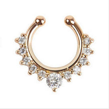 Alloy Rhinestone Nose Hoop Nose Rings Body Piercing Jewelry Fake Septum Clicker Non Piercing Hanger Clip On Jewelry  J4U66