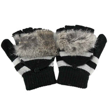 Amaizng Fashion Knitted Faux Fur Fingerless Gloves GirlWomen Ladies Hand Wrist Warmer Soft Warm Mitten  J4U66