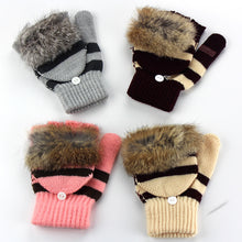 Amaizng Fashion Knitted Faux Fur Fingerless Gloves GirlWomen Ladies Hand Wrist Warmer Soft Warm Mitten  J4U66