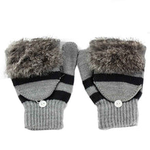 Amaizng Fashion Knitted Faux Fur Fingerless Gloves GirlWomen Ladies Hand Wrist Warmer Soft Warm Mitten  J4U66