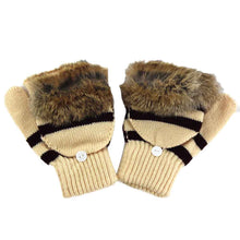 Amaizng Fashion Knitted Faux Fur Fingerless Gloves GirlWomen Ladies Hand Wrist Warmer Soft Warm Mitten  J4U66