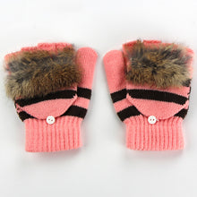 Amaizng Fashion Knitted Faux Fur Fingerless Gloves GirlWomen Ladies Hand Wrist Warmer Soft Warm Mitten  J4U66