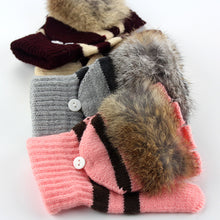 Amaizng Fashion Knitted Faux Fur Fingerless Gloves GirlWomen Ladies Hand Wrist Warmer Soft Warm Mitten  J4U66